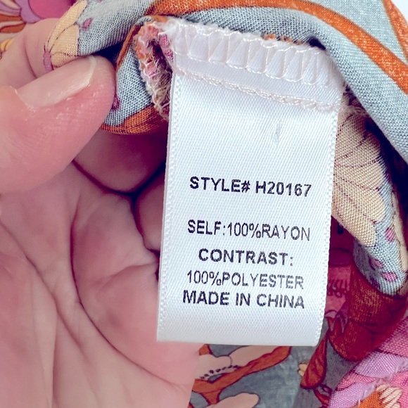 JODIFL Flower Frenzy Bubble Sleeve Top Multicolor Floral Bohemian Blouse Size M - Picture 8 of 8